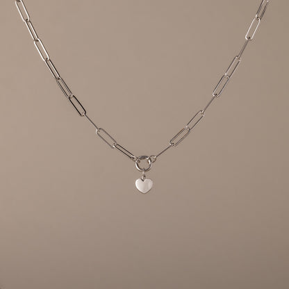 Paperclip Heart Charm Necklace
