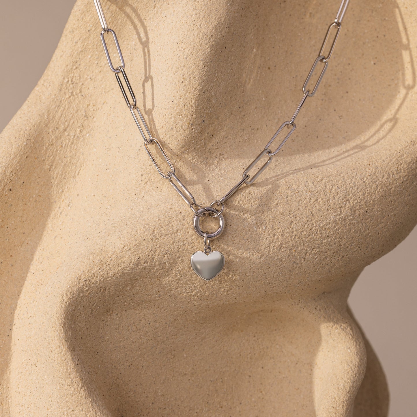 Paperclip Heart Charm Necklace