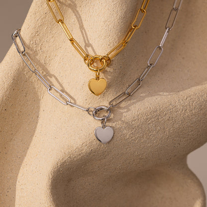 Paperclip Heart Charm Necklace