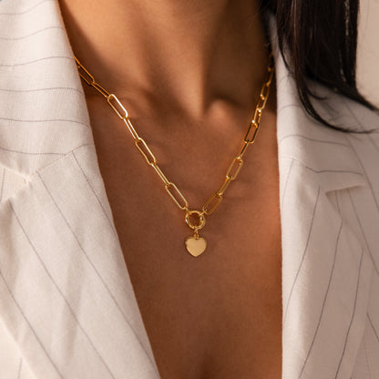 Paperclip Heart Charm Necklace