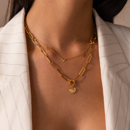 Paperclip Heart Charm Necklace