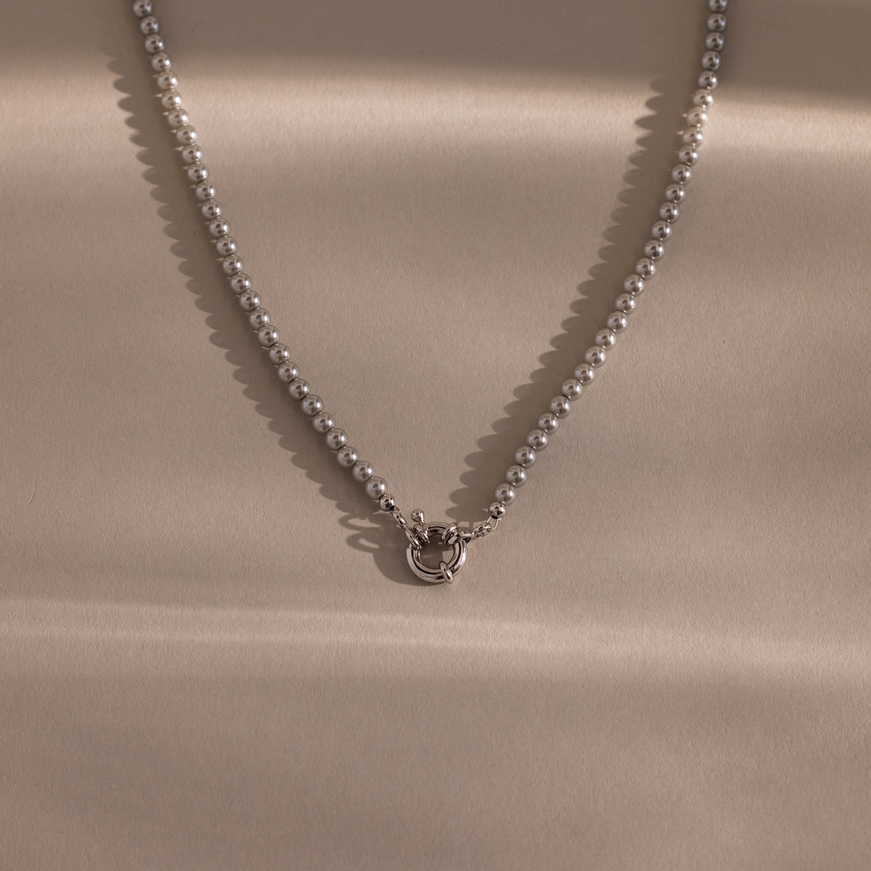 Grey Pearl Charm Necklace