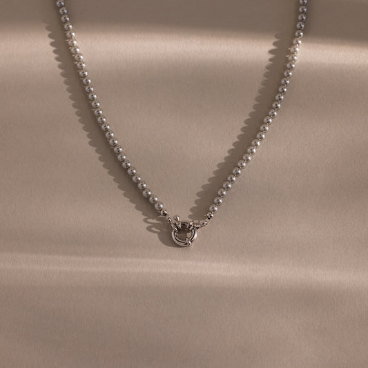 Grey Pearl Charm Necklace