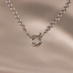 Grey Pearl Charm Necklace