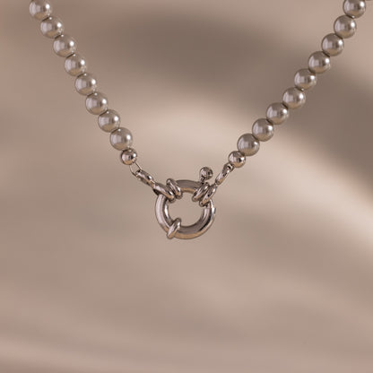 Grey Pearl Charm Necklace