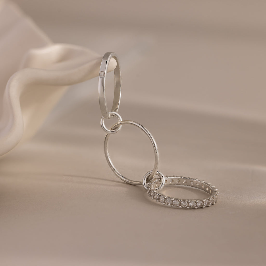 Triple Linked Birthstone Ring Set