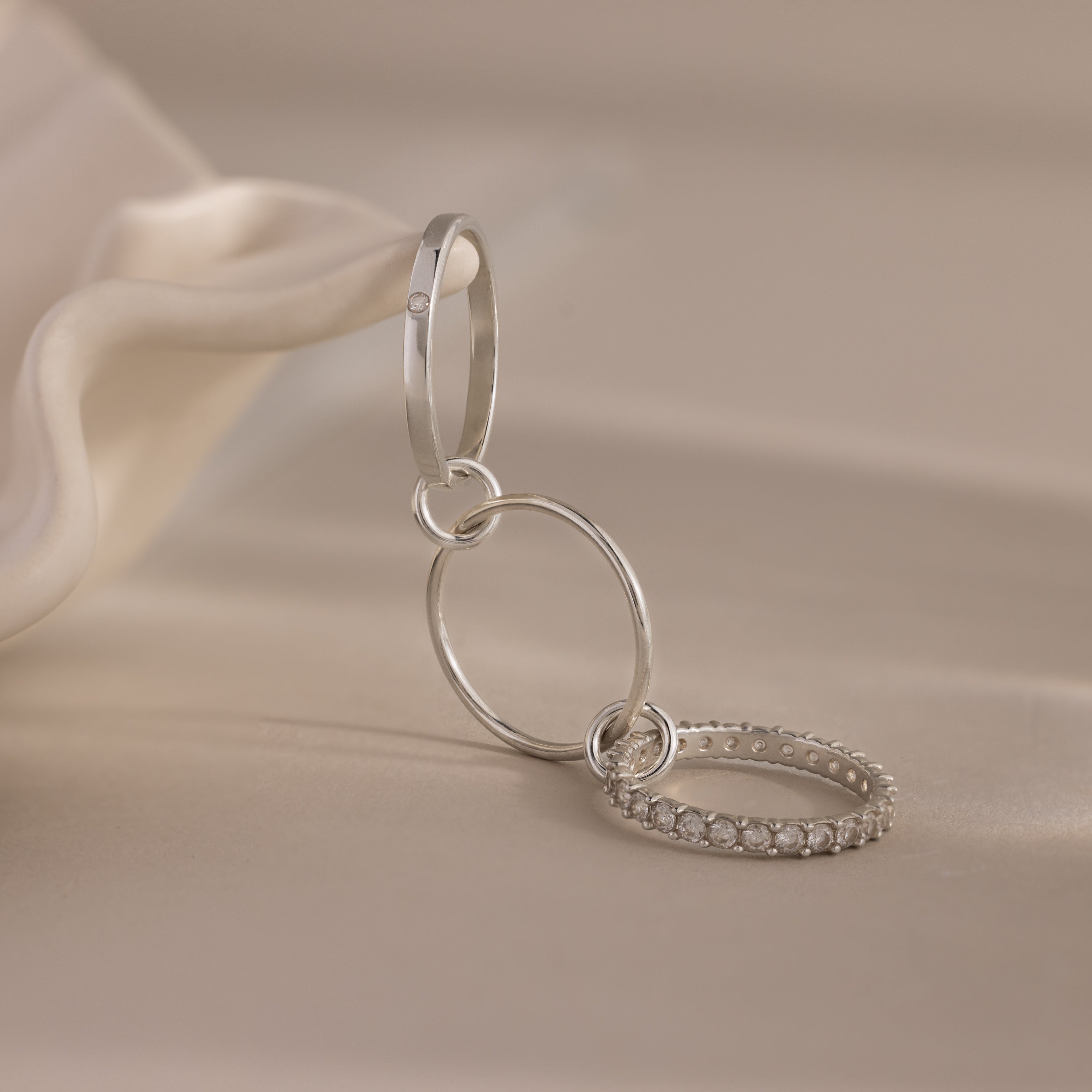 Triple Linked Birthstone Ring Set