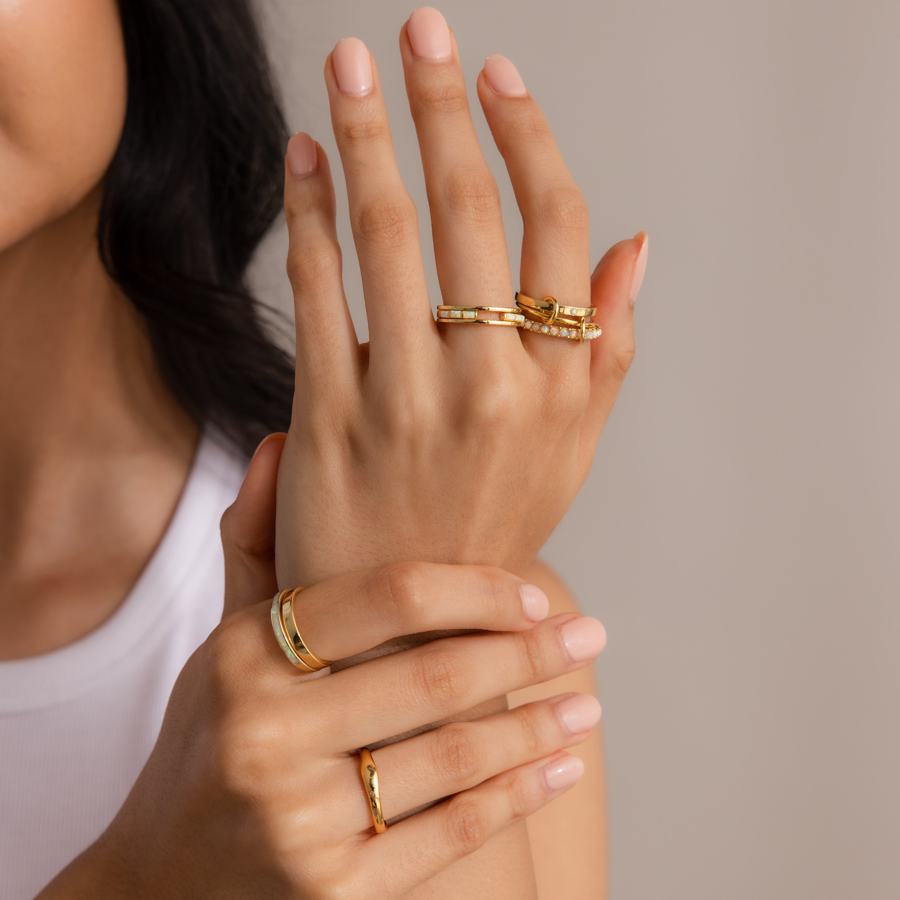 Triple Linked Birthstone Ring Set