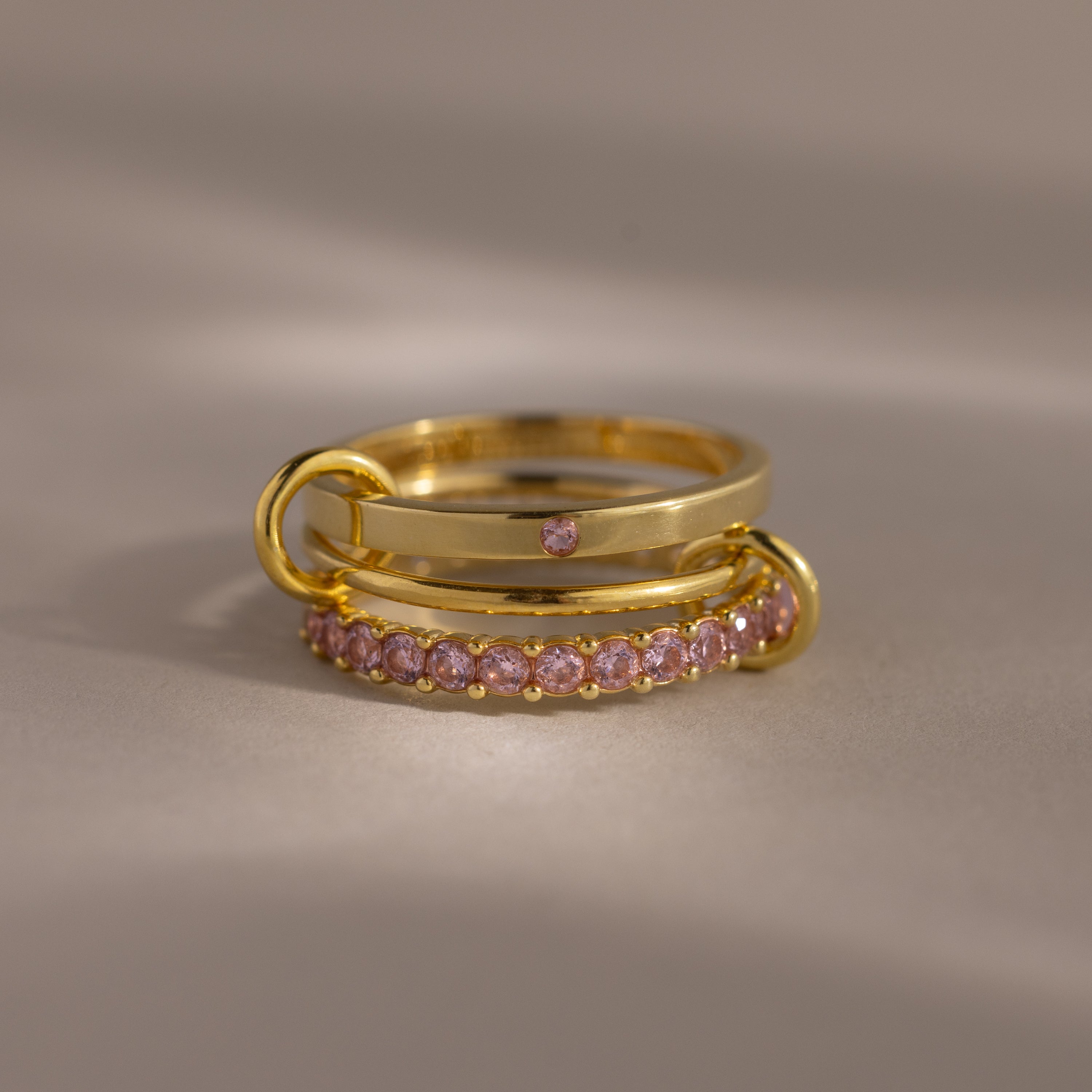 Triple Linked Birthstone Ring Set