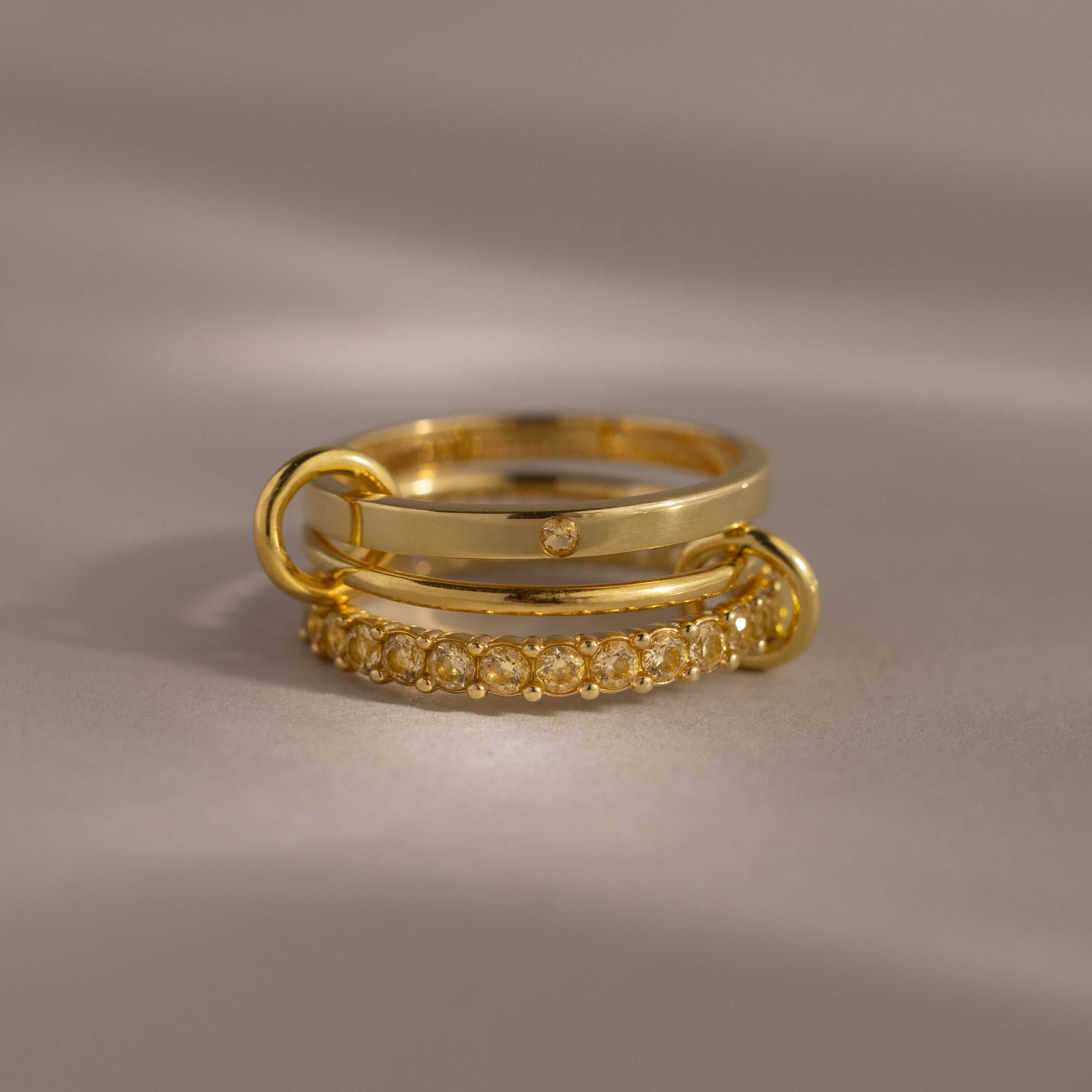 Triple Linked Birthstone Ring Set