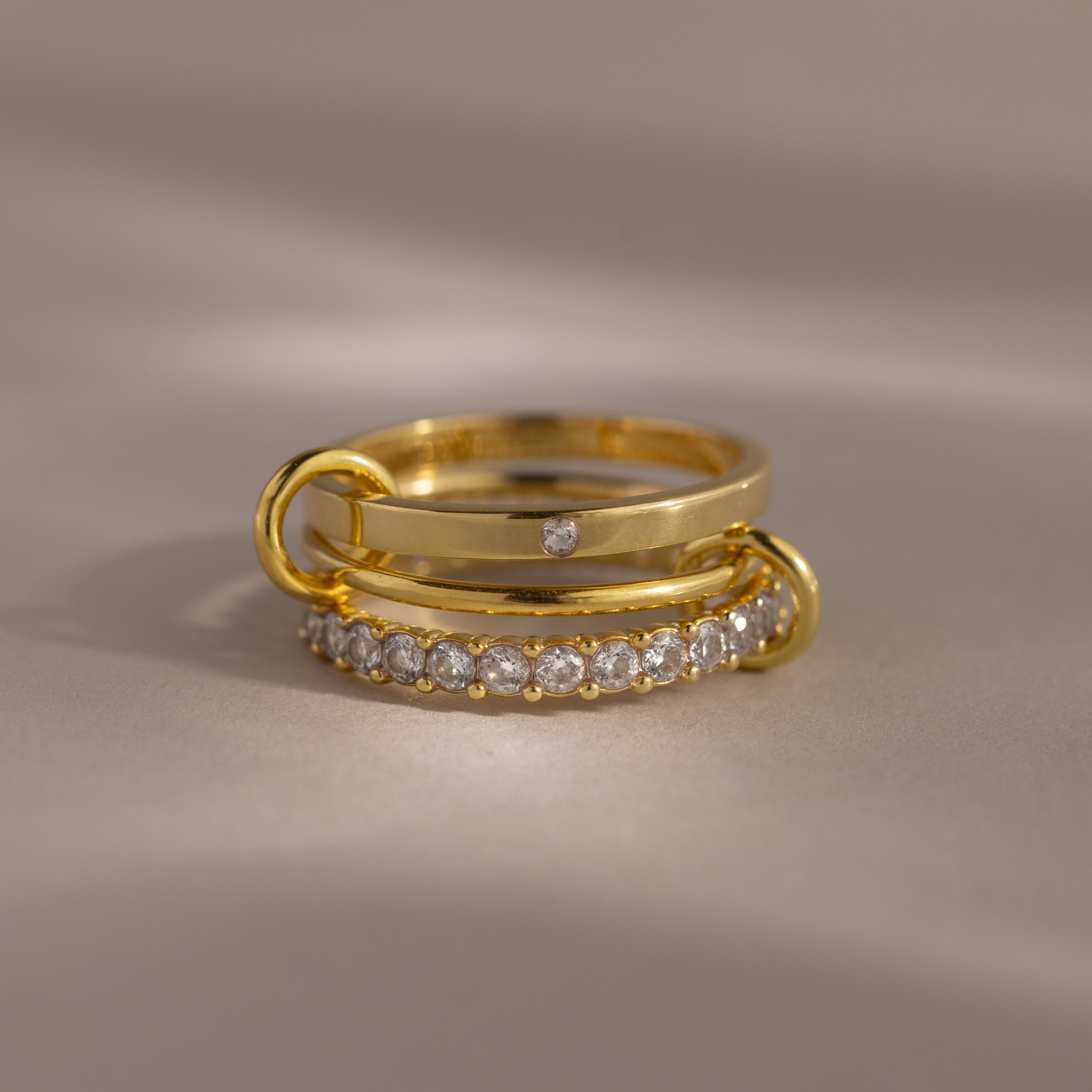 Triple Linked Birthstone Ring Set