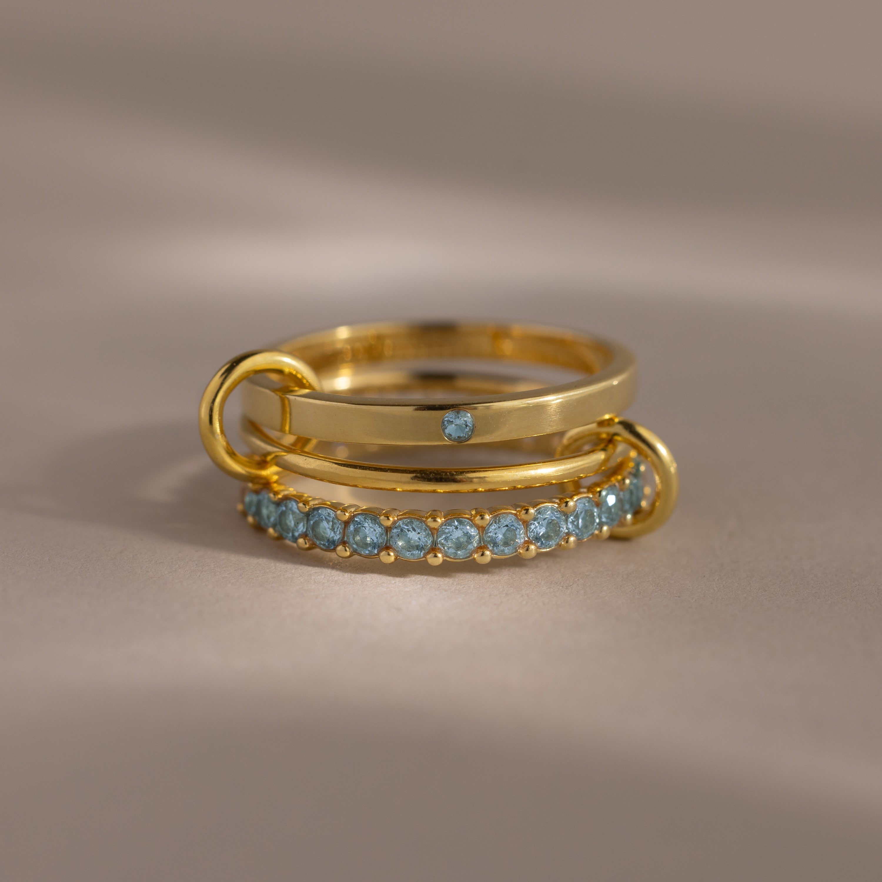 Triple Linked Birthstone Ring Set
