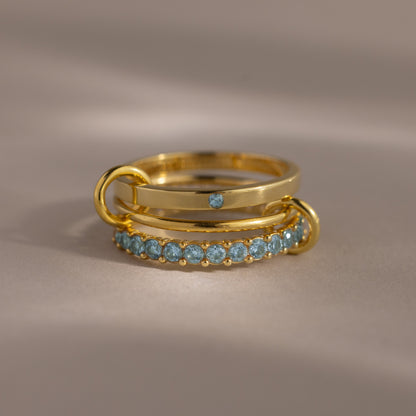 Triple Linked Birthstone Ring Set