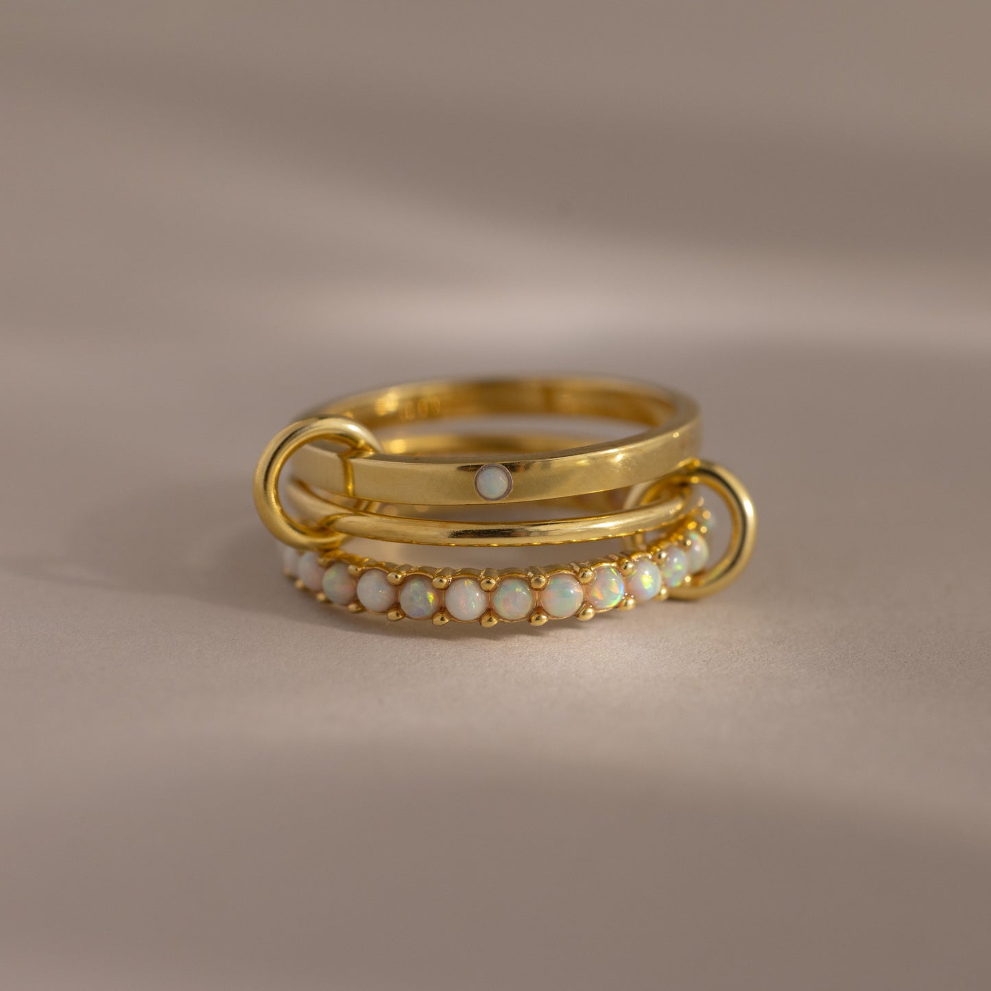 Triple Linked Birthstone Ring Set