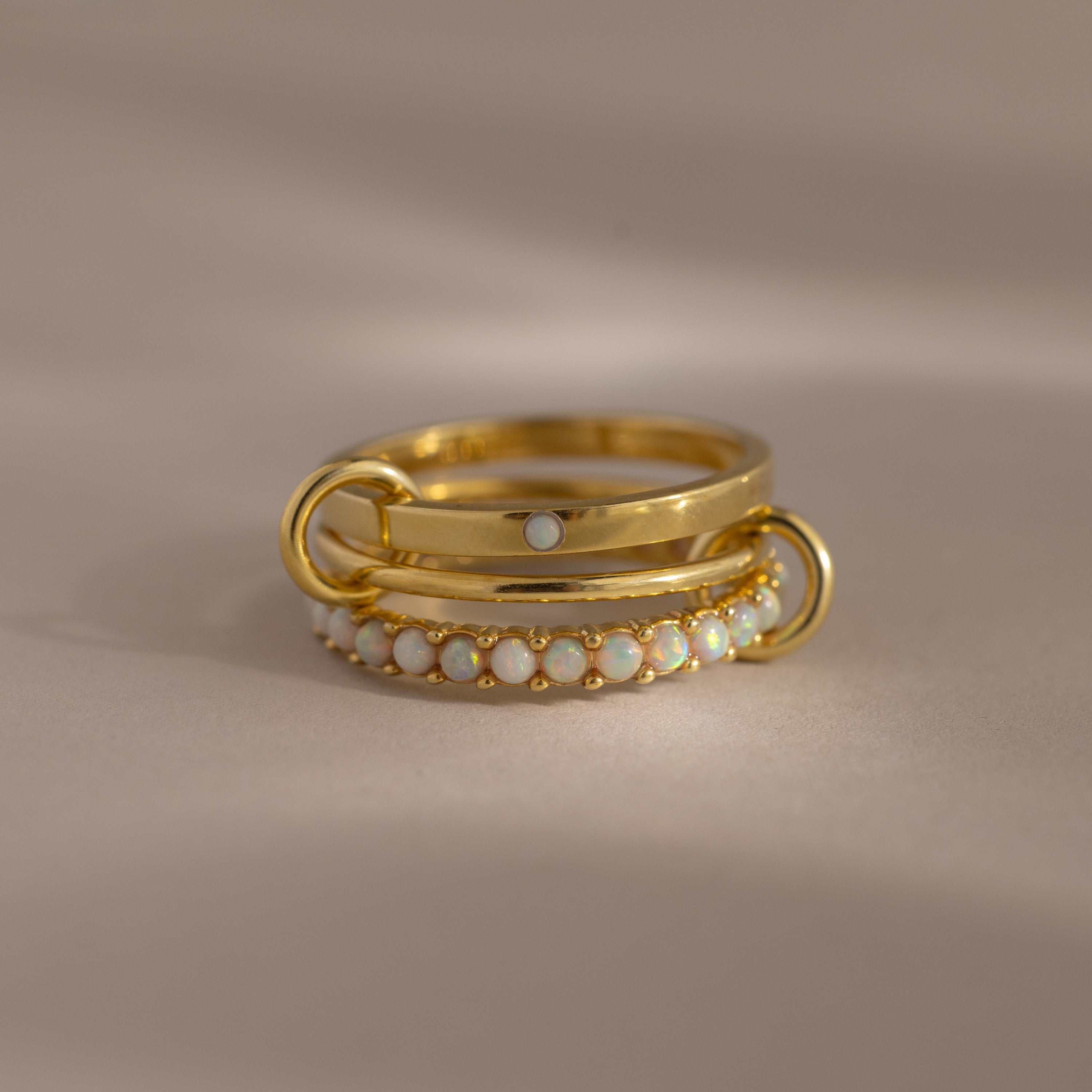 Triple Linked Birthstone Ring Set
