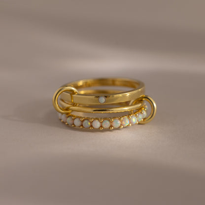 Triple Linked Birthstone Ring Set