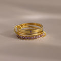 Triple Linked Birthstone Ring Set