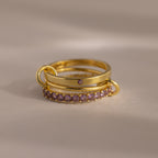 Triple Linked Birthstone Ring Set