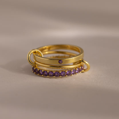 Triple Linked Birthstone Ring Set