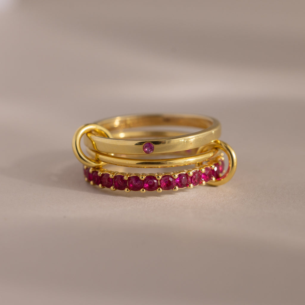 Triple Linked Birthstone Ring Set