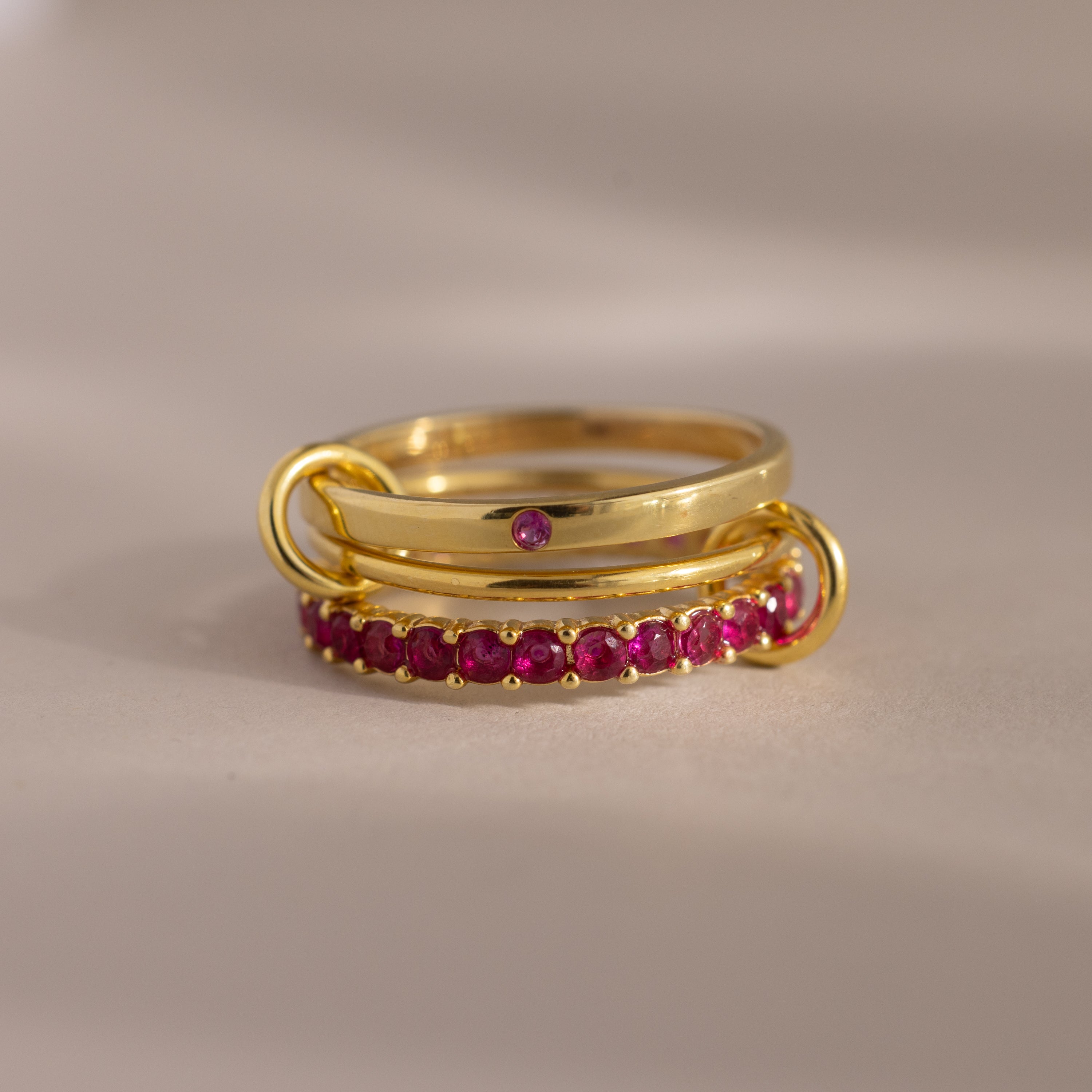 Triple Linked Birthstone Ring Set