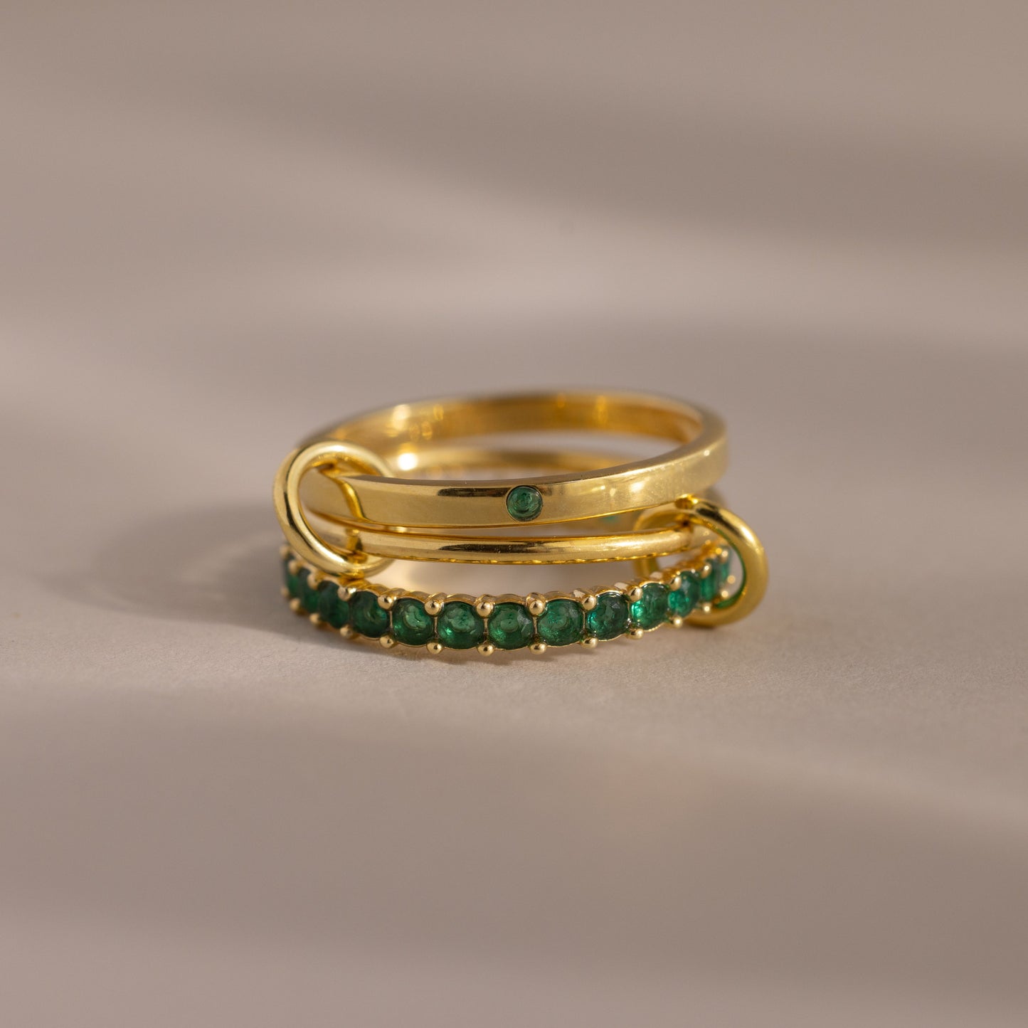 Triple Linked Birthstone Ring Set