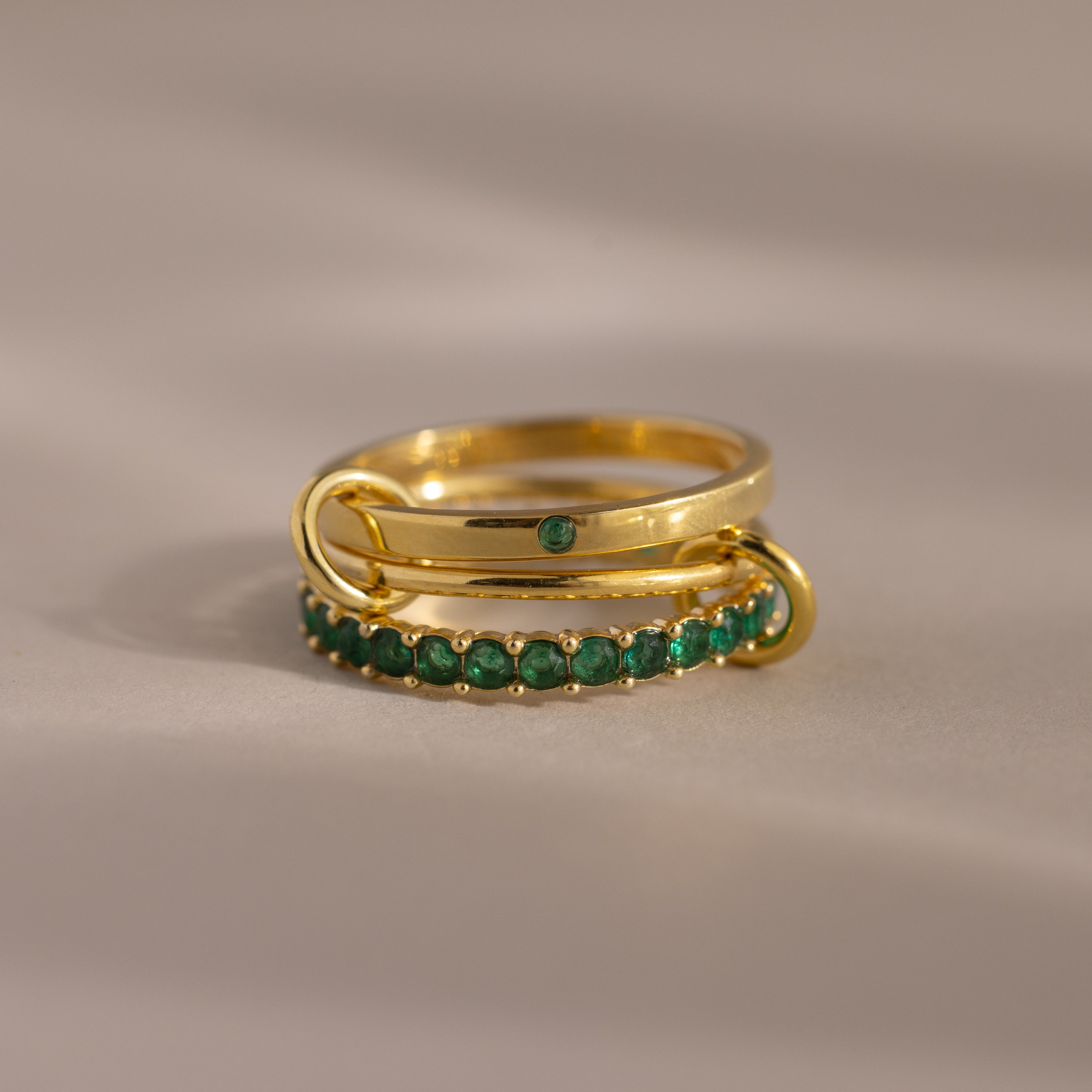 Triple Linked Birthstone Ring Set