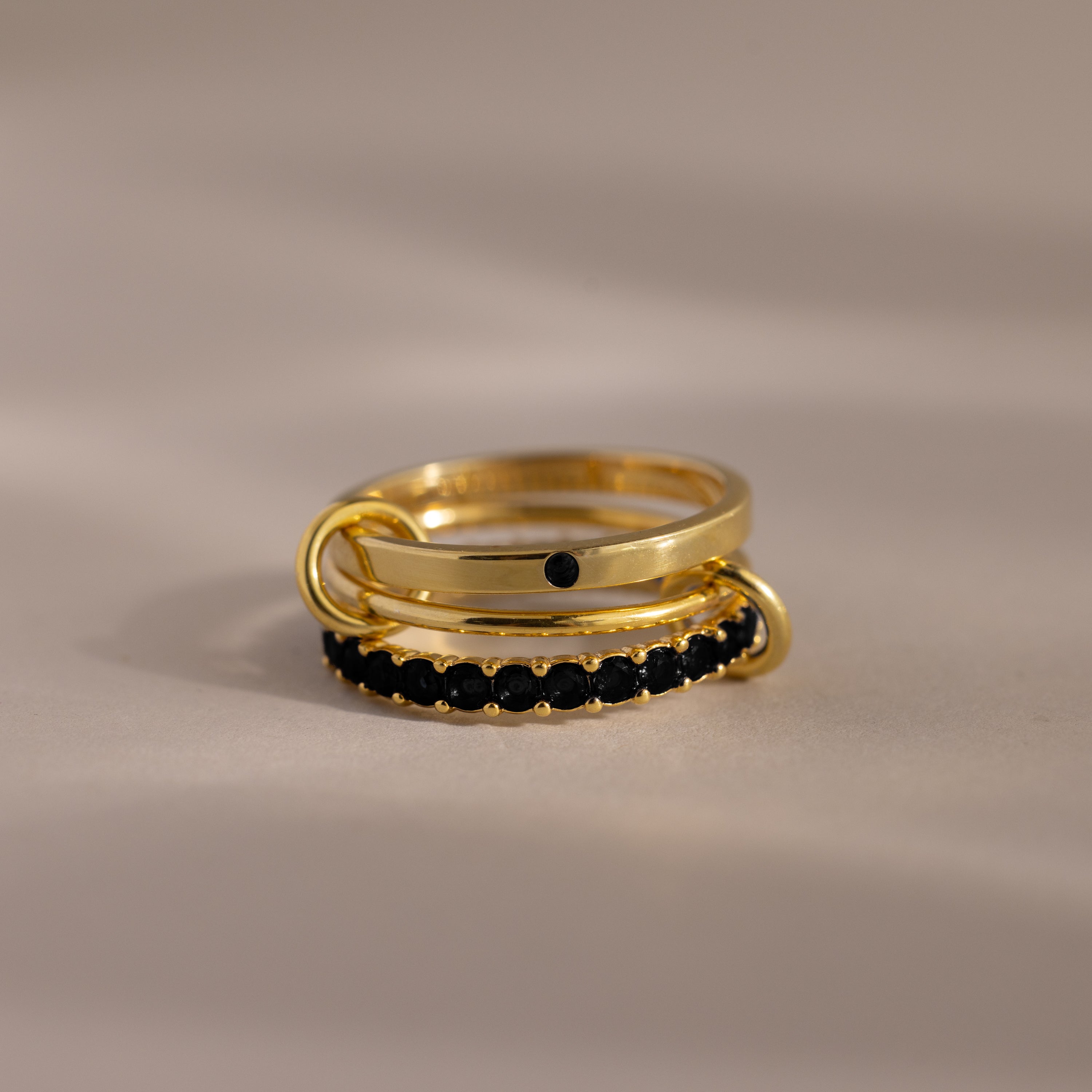 Triple Linked Birthstone Ring Set