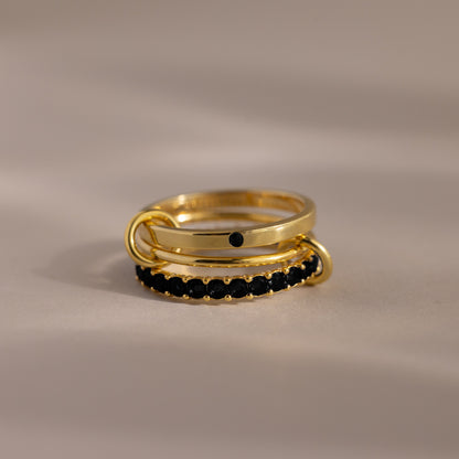 Triple Linked Birthstone Ring Set