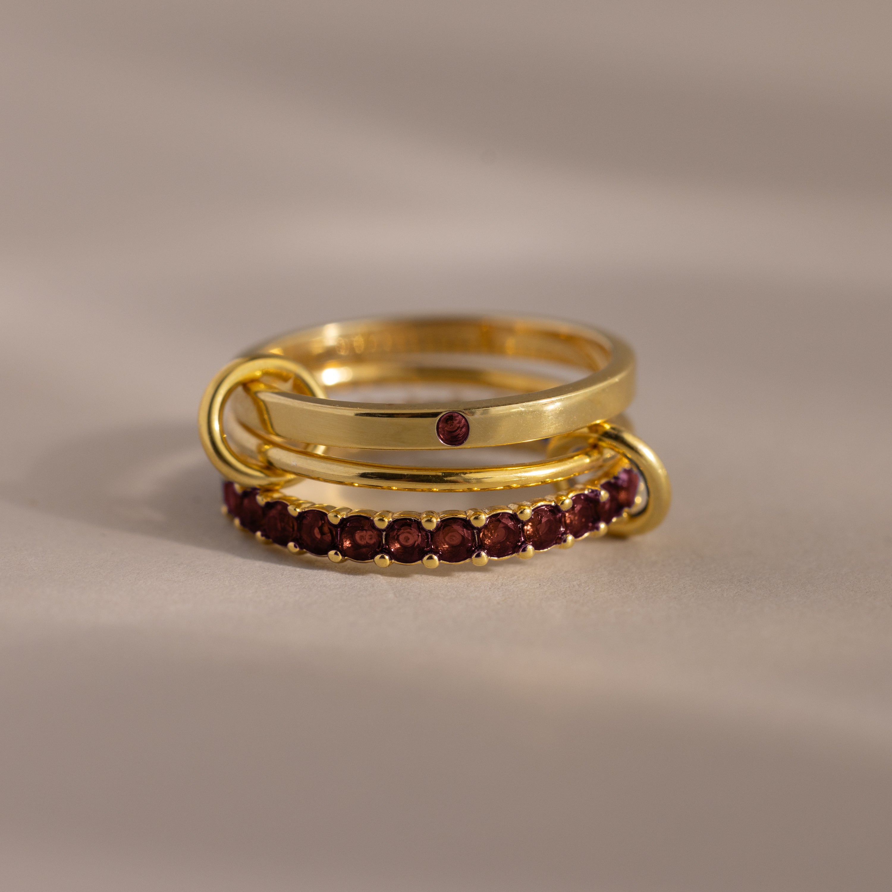 Triple Linked Birthstone Ring Set