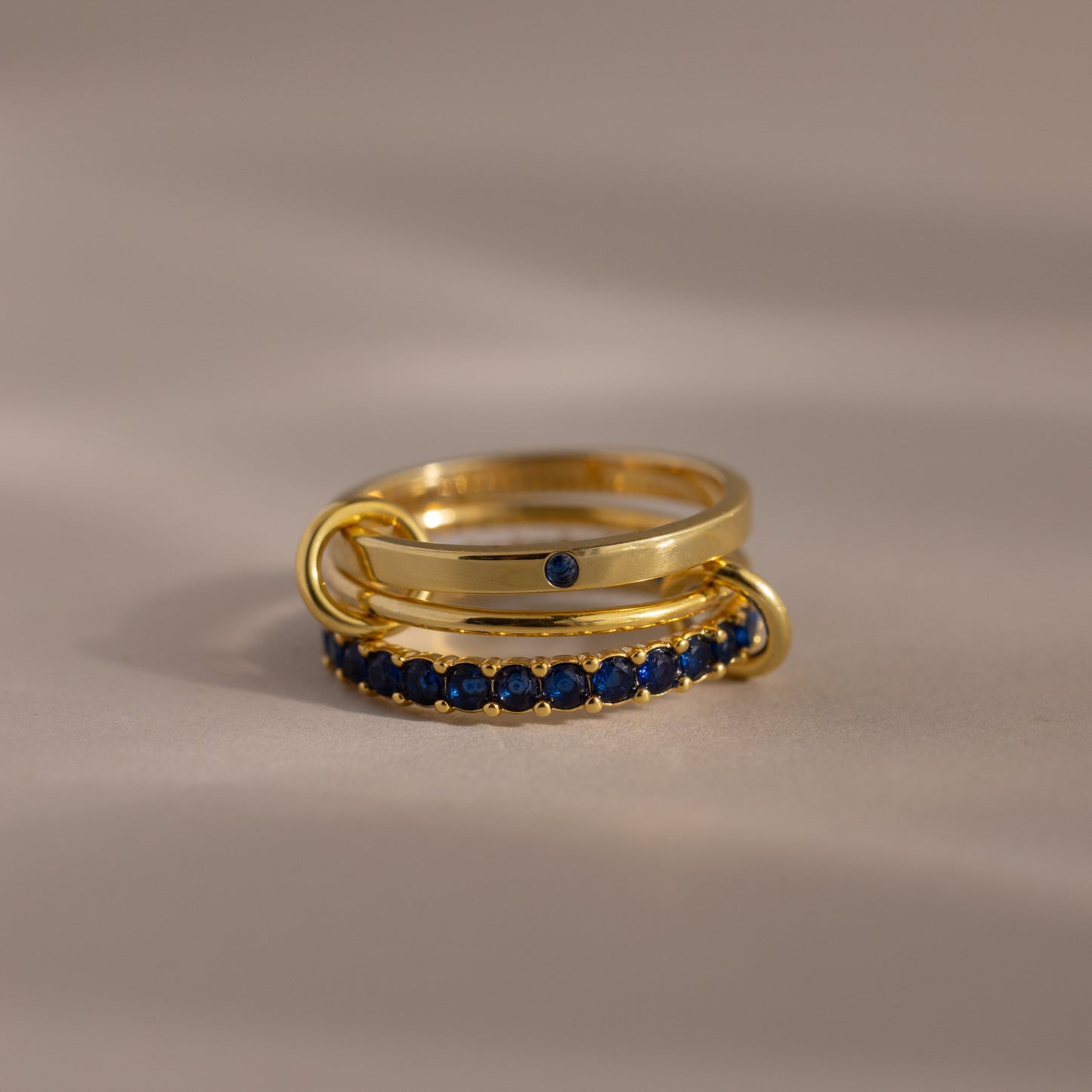 Triple Linked Birthstone Ring Set