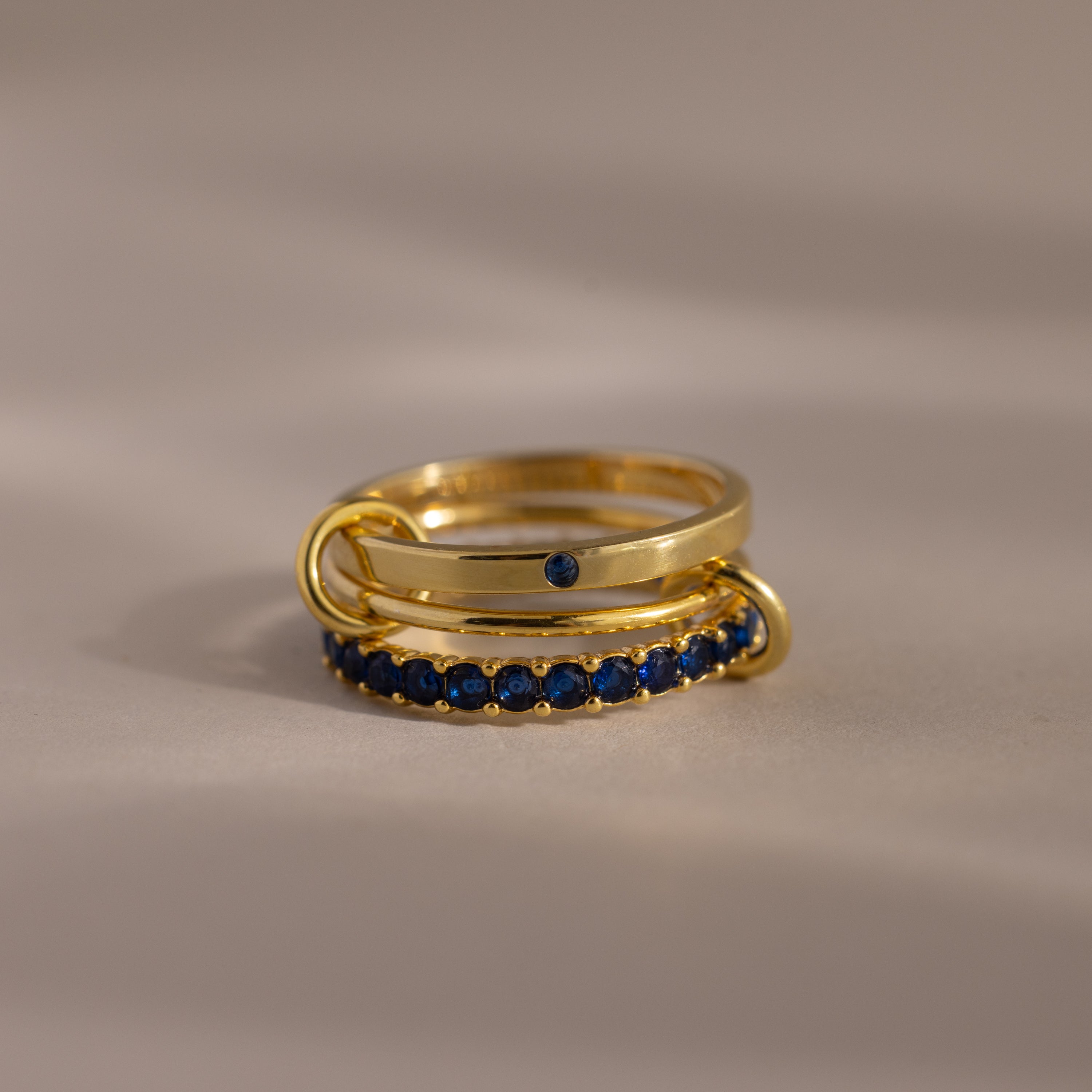 Triple Linked Birthstone Ring Set