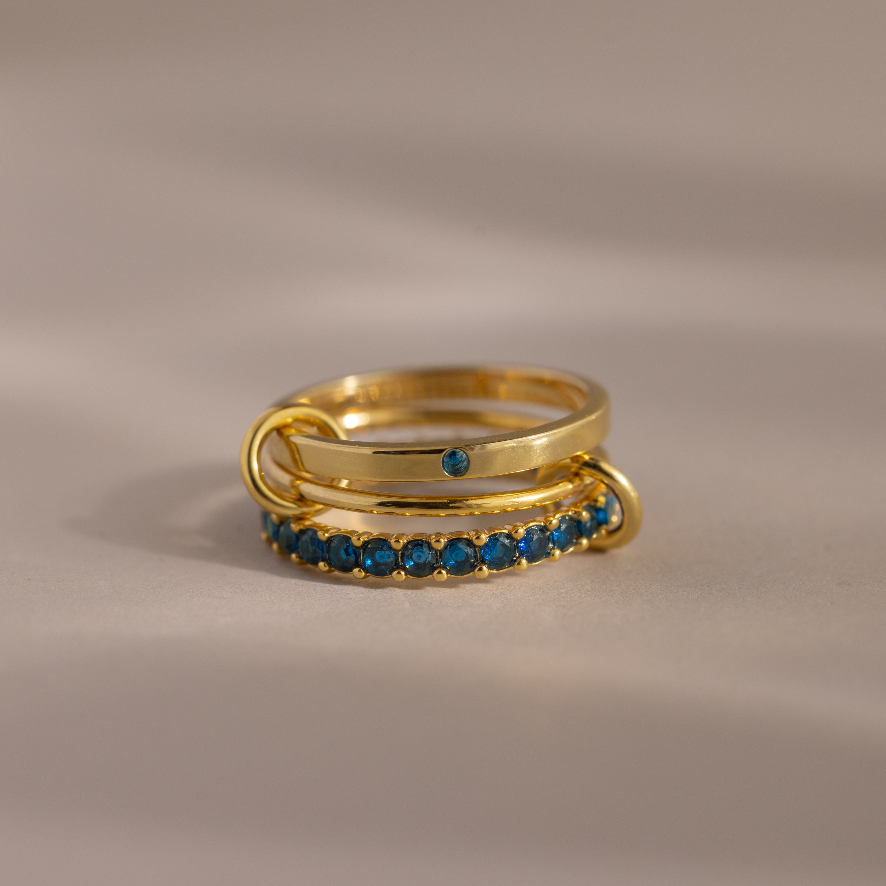 Triple Linked Birthstone Ring Set