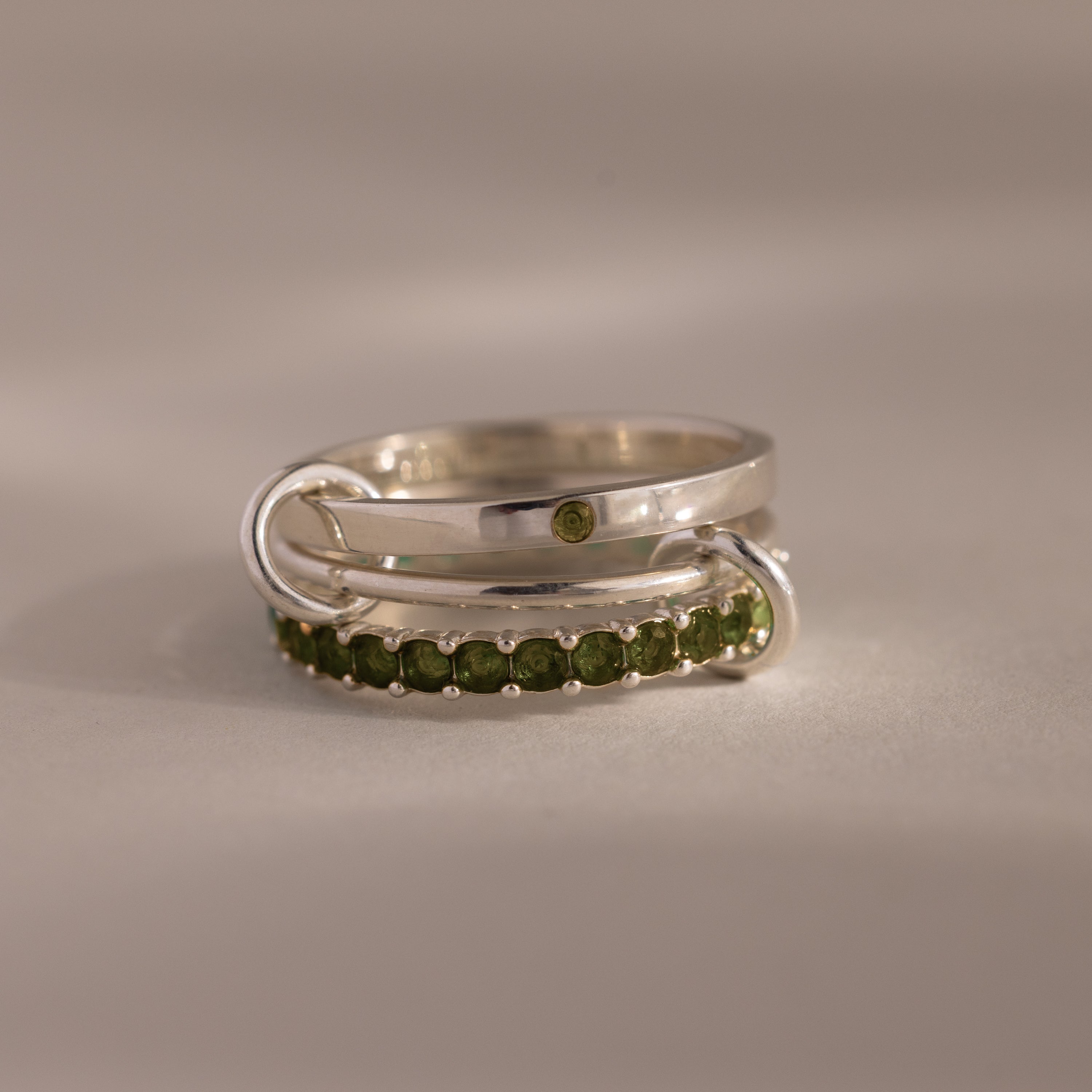 Triple Linked Birthstone Ring Set