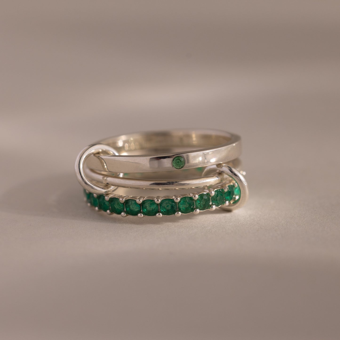 Triple Linked Birthstone Ring Set