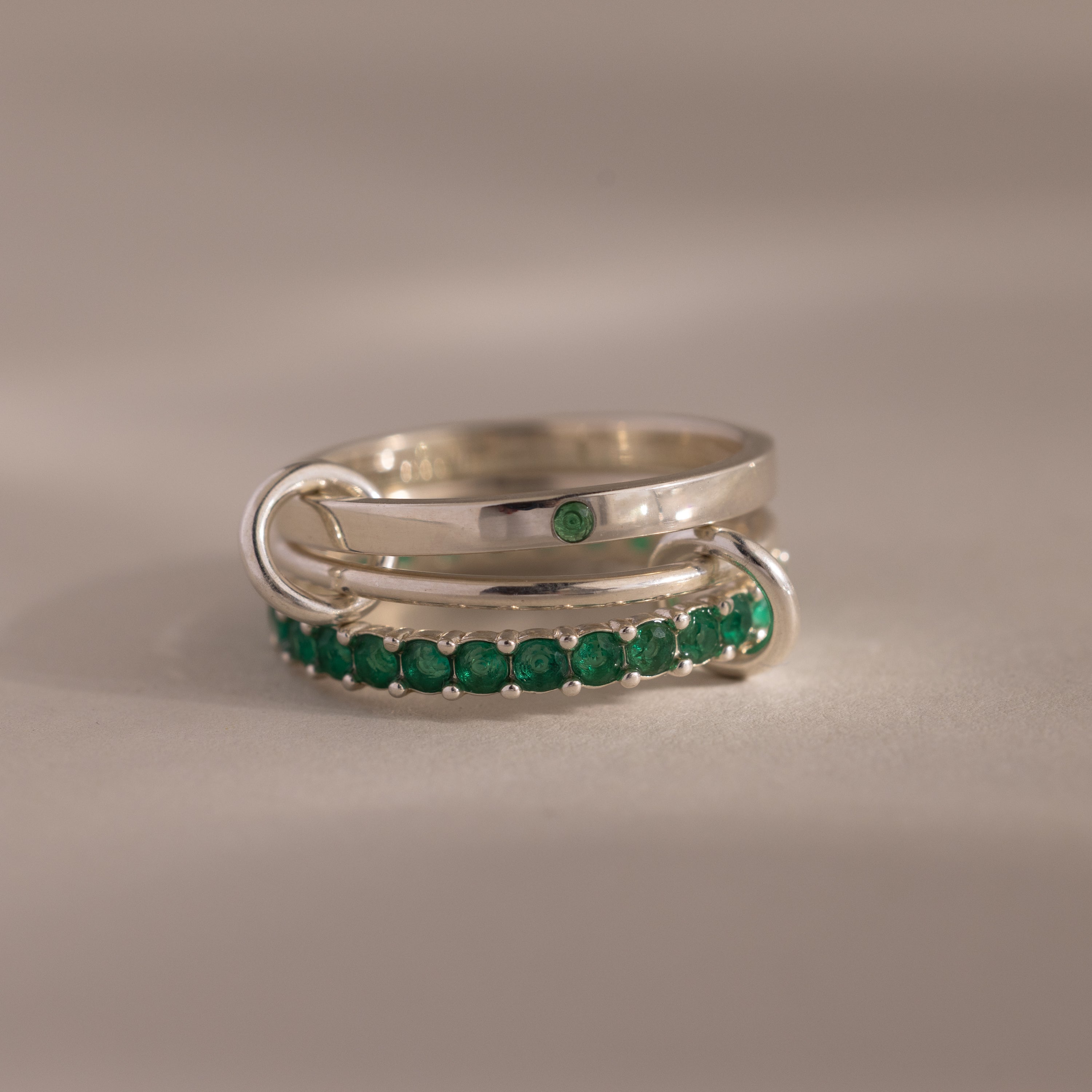Triple Linked Birthstone Ring Set