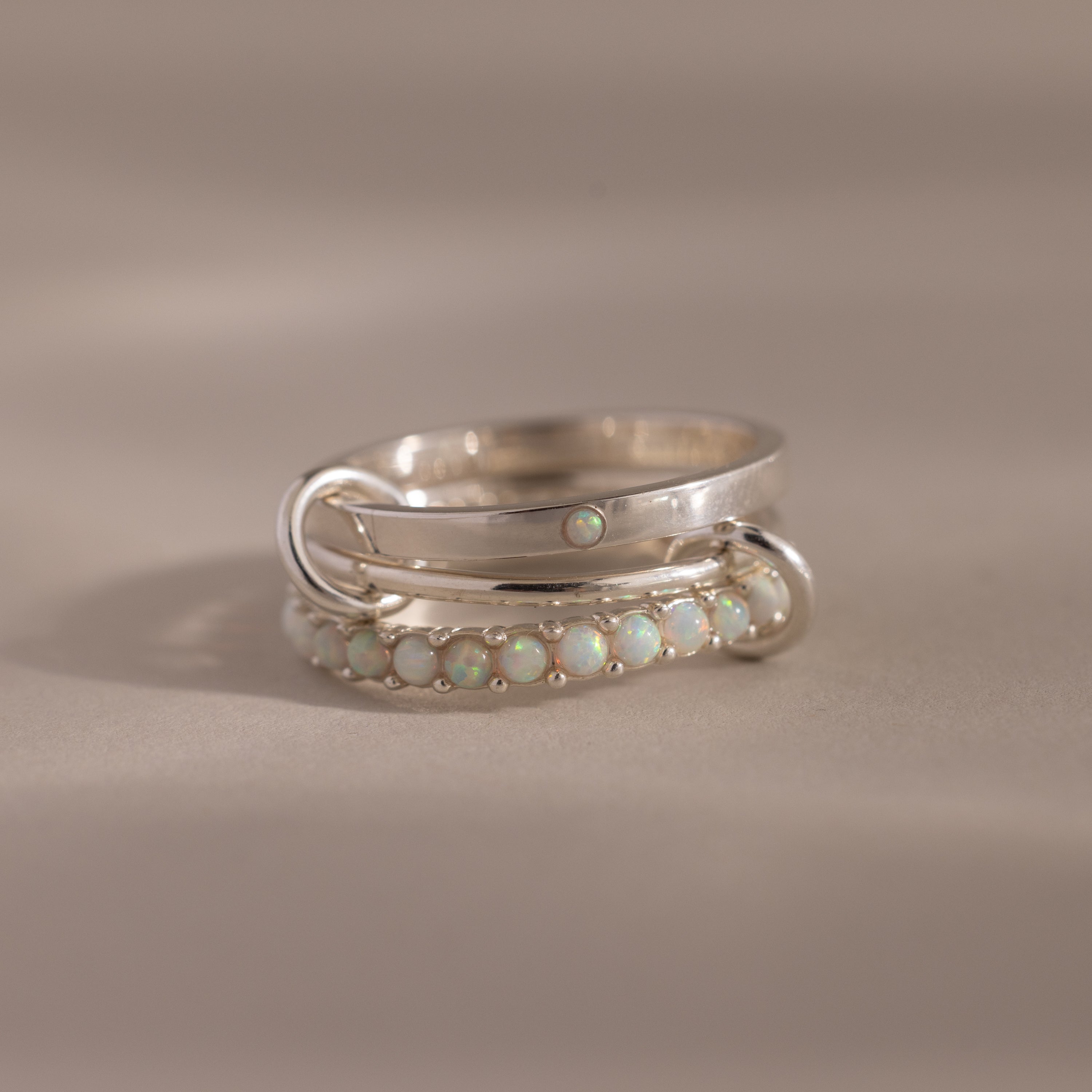 Triple Linked Birthstone Ring Set