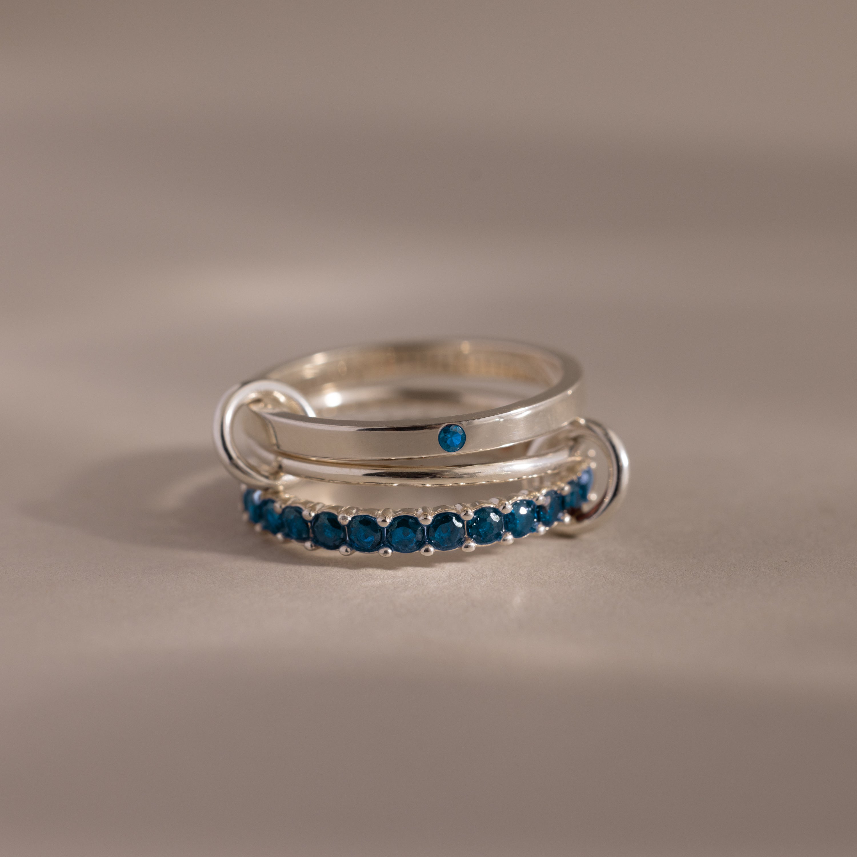 Triple Linked Birthstone Ring Set
