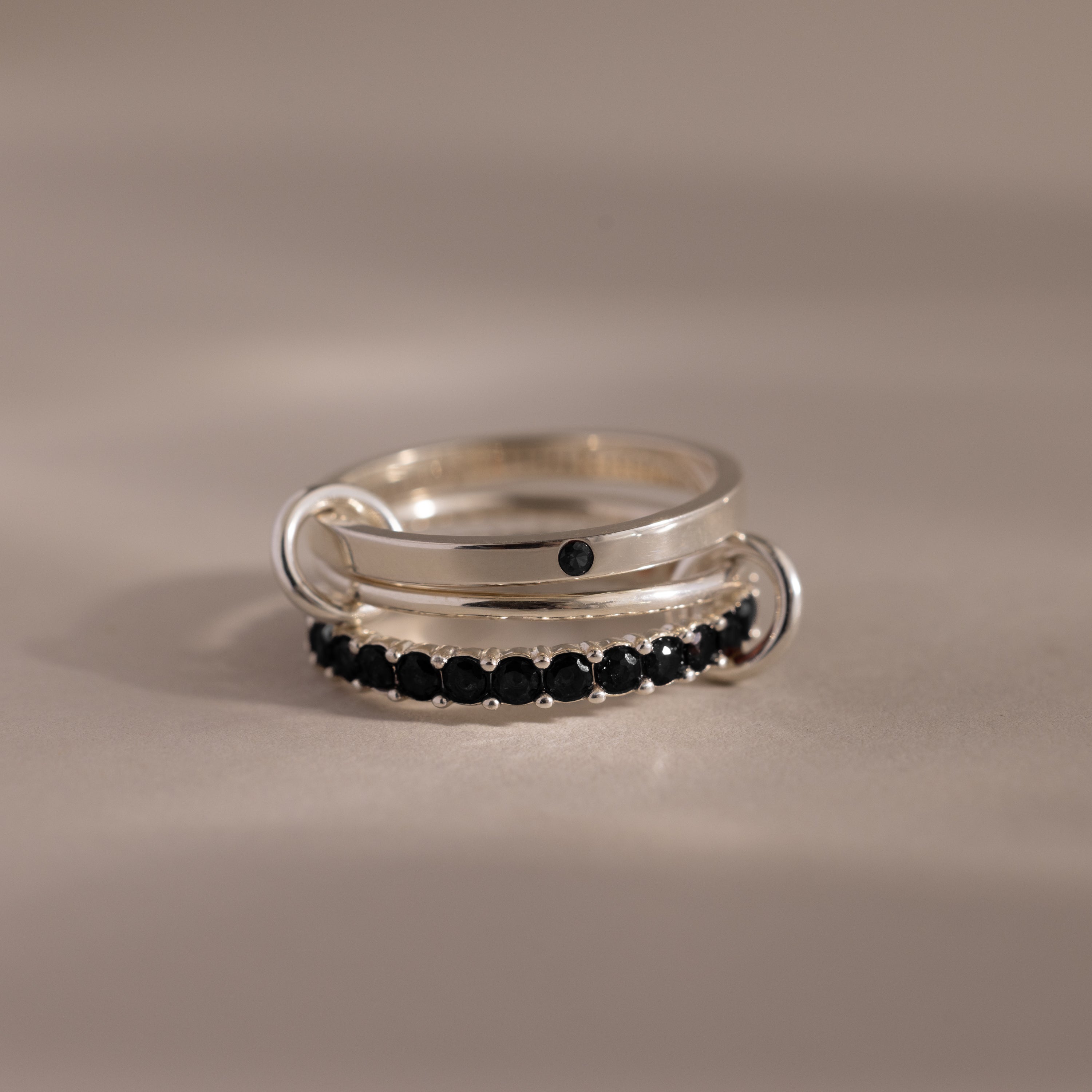 Triple Linked Birthstone Ring Set