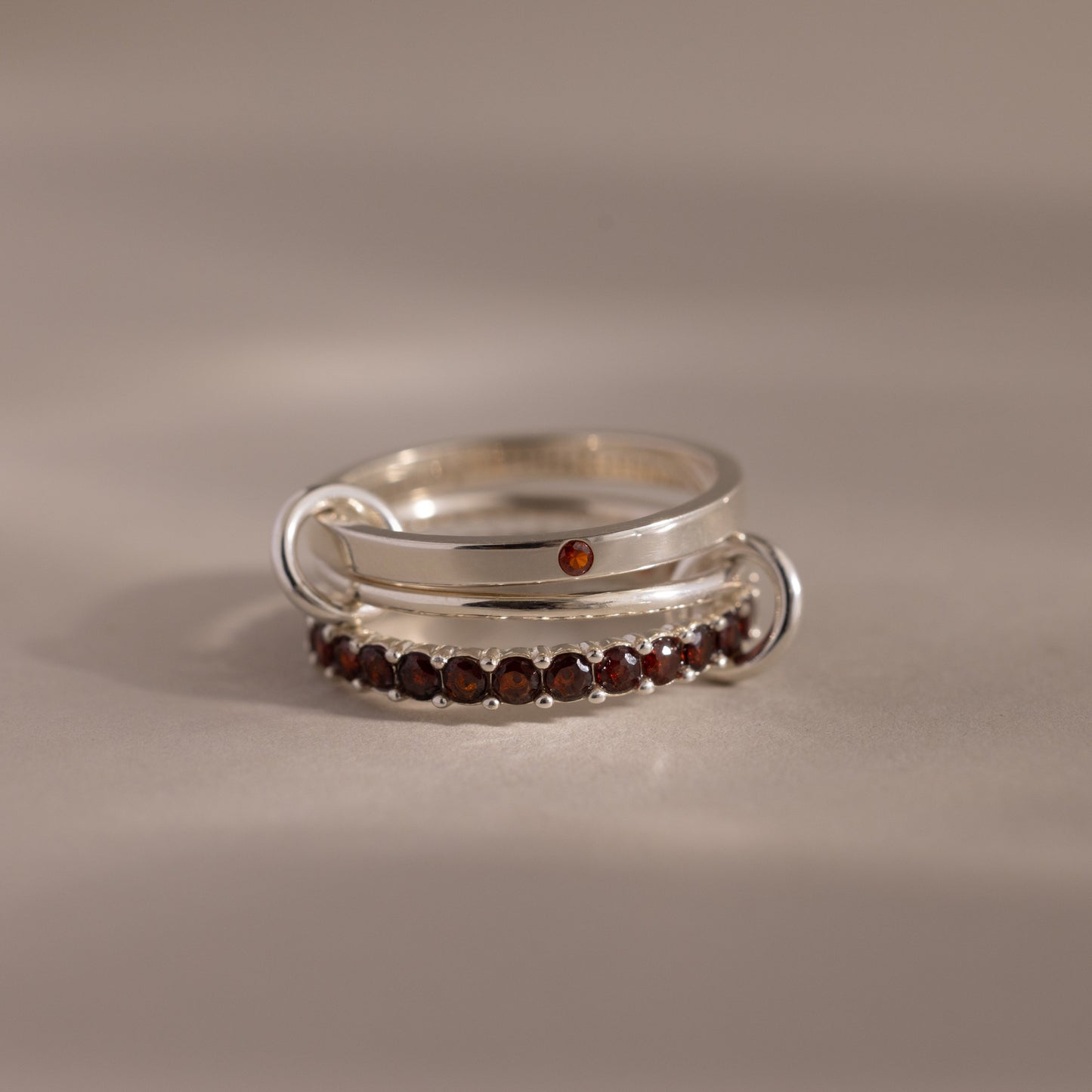 Triple Linked Birthstone Ring Set