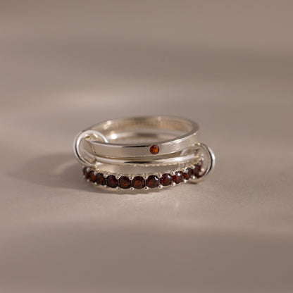 Triple Linked Birthstone Ring Set