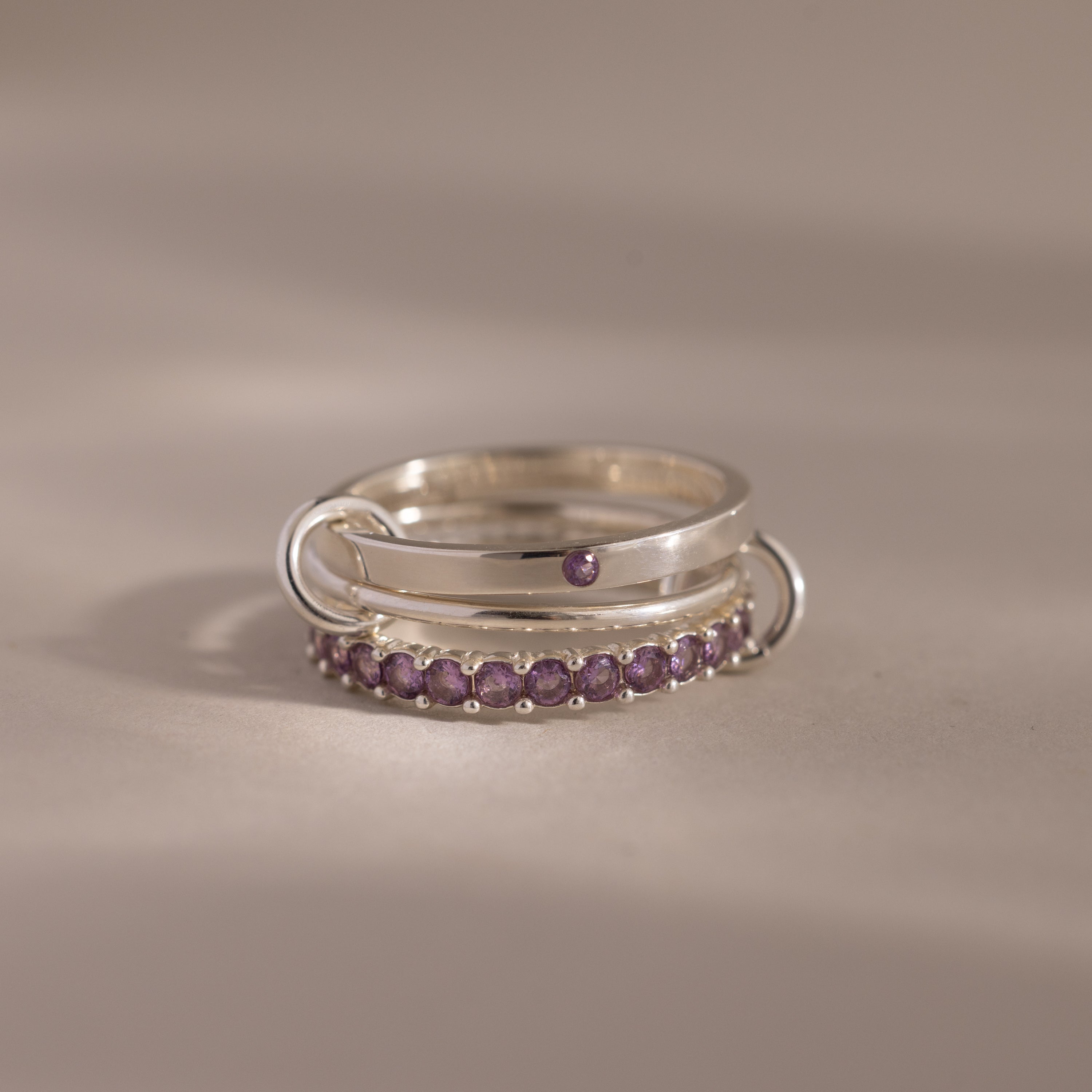 Triple Linked Birthstone Ring Set