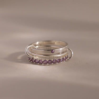 Triple Linked Birthstone Ring Set