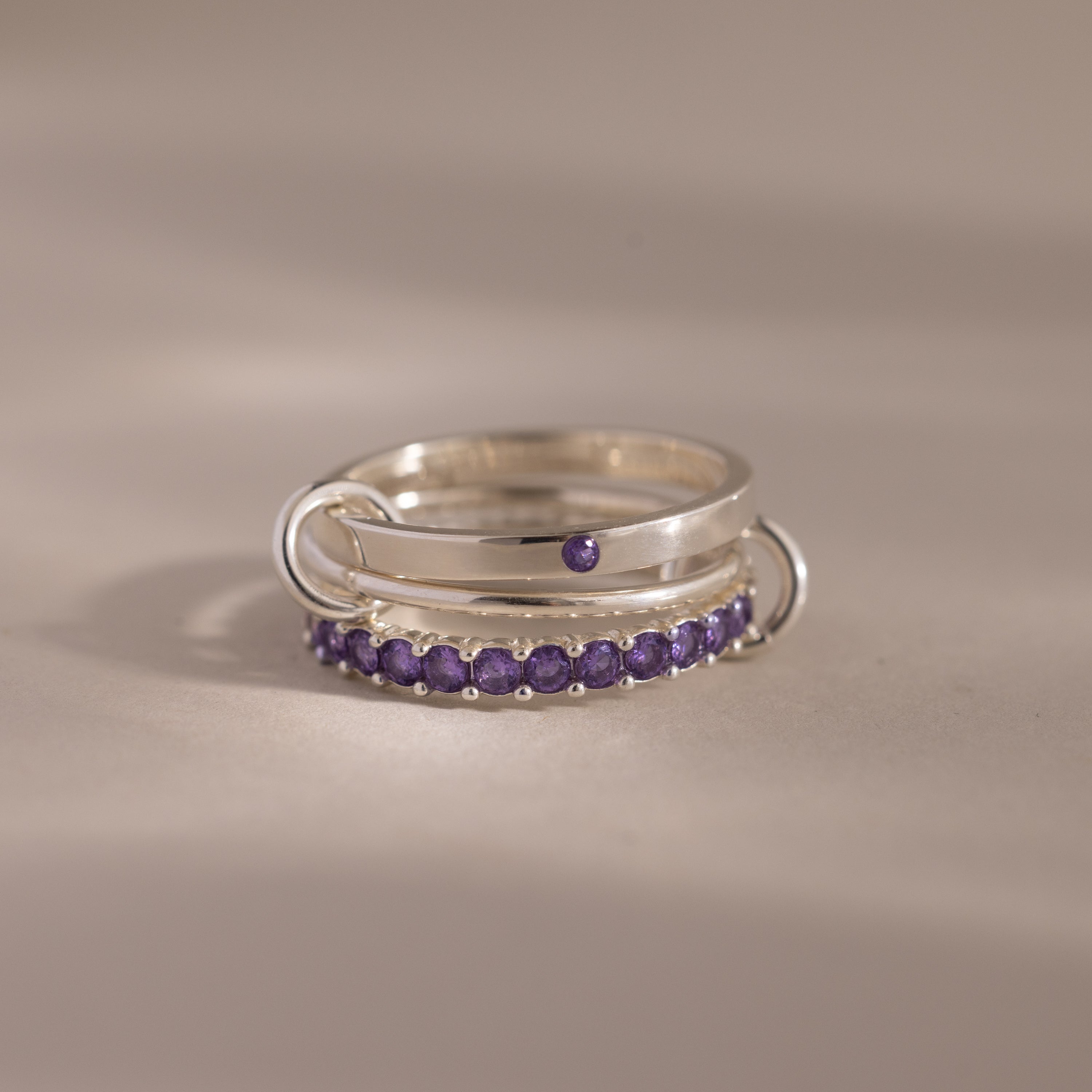 Triple Linked Birthstone Ring Set