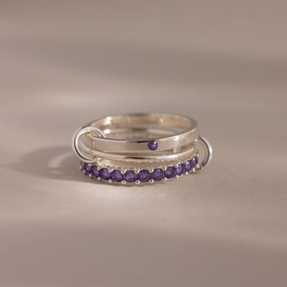 Triple Linked Birthstone Ring Set