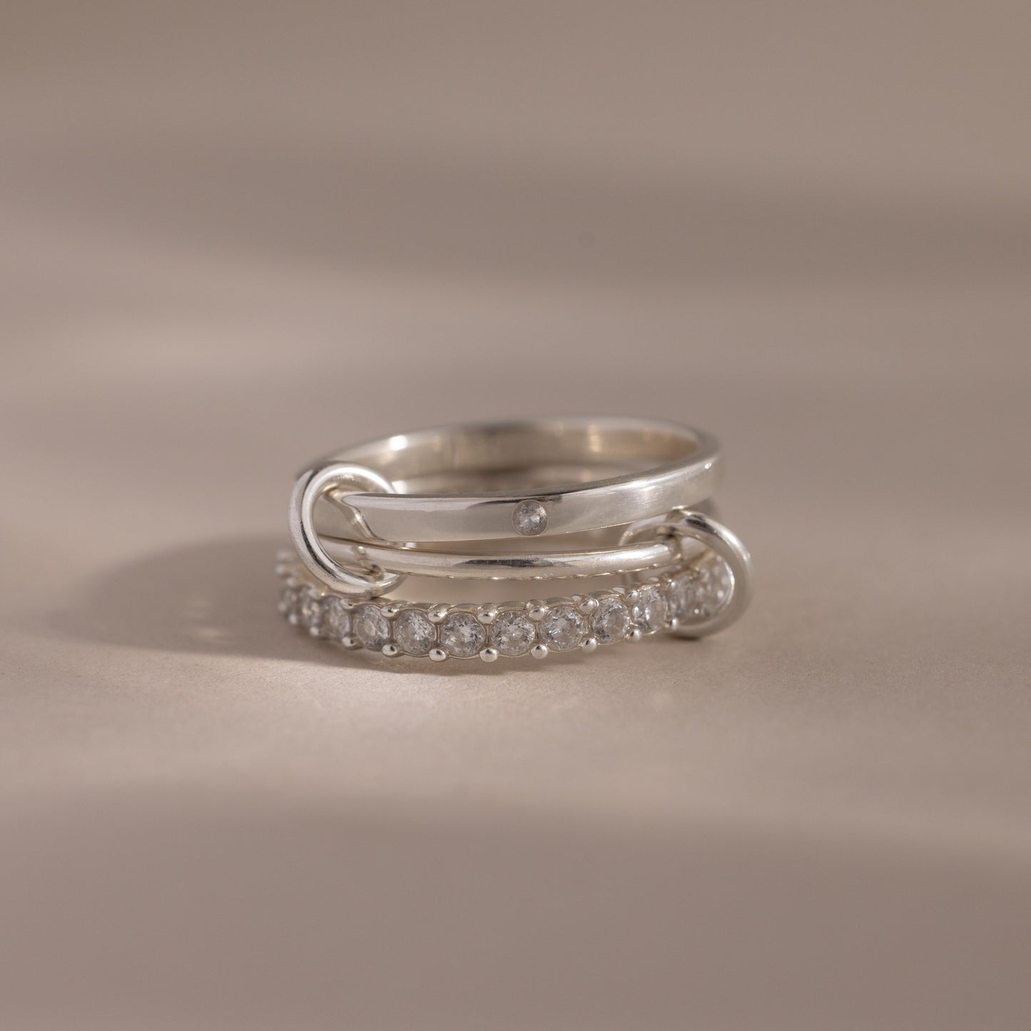 Triple Linked Birthstone Ring Set