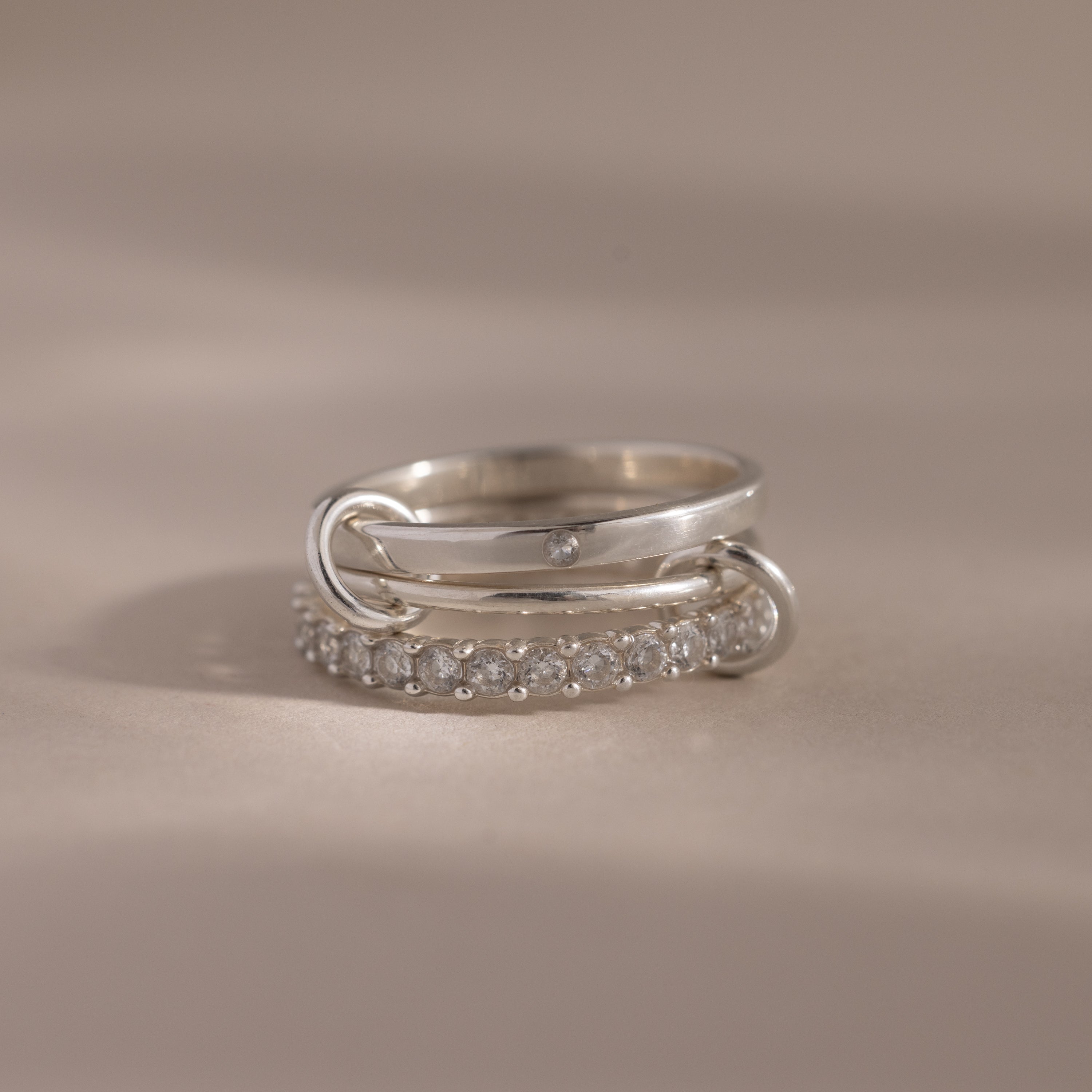 Triple Linked Birthstone Ring Set