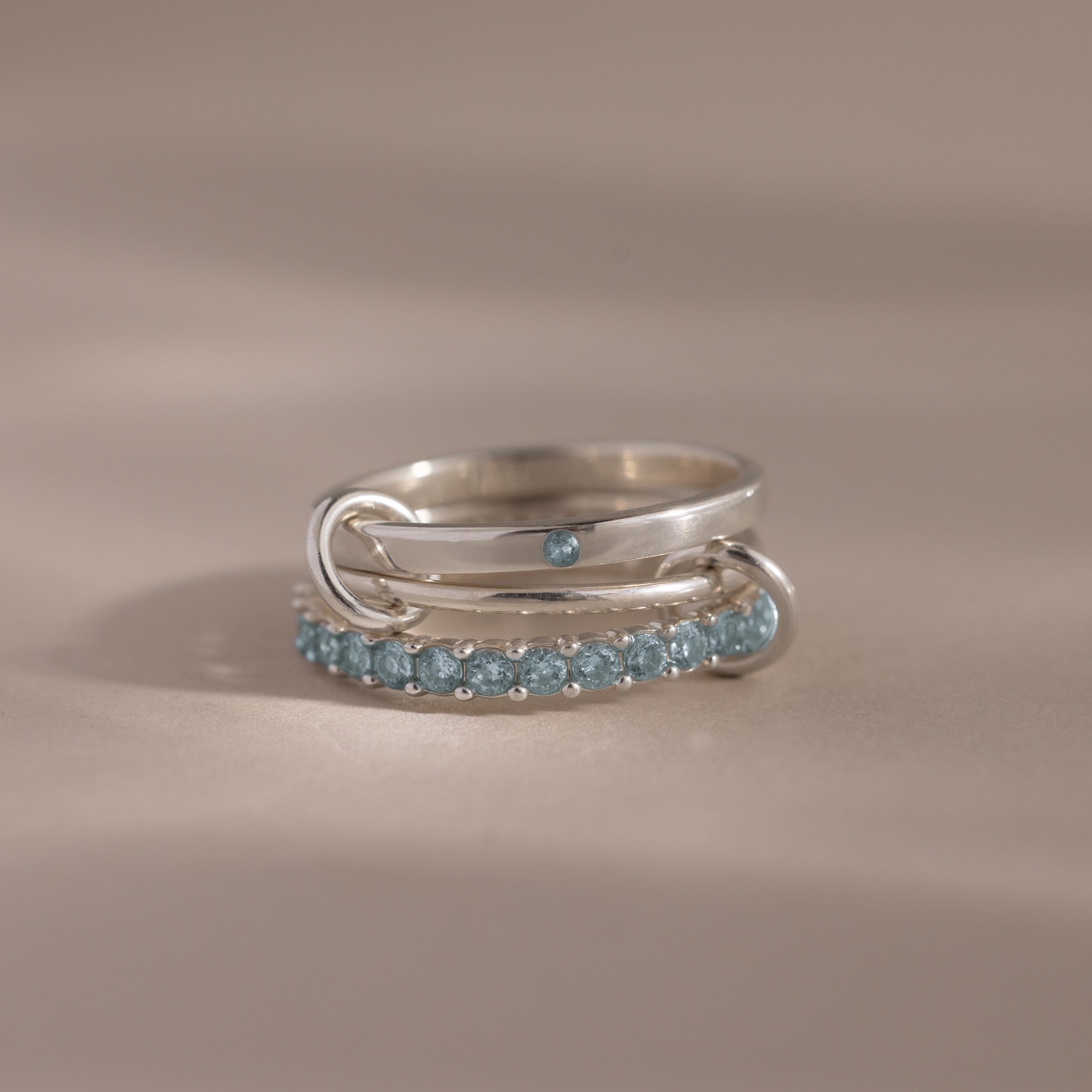 Triple Linked Birthstone Ring Set