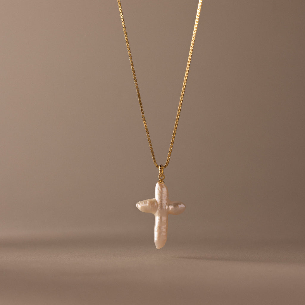 Baroque Pearl Cross Necklace
