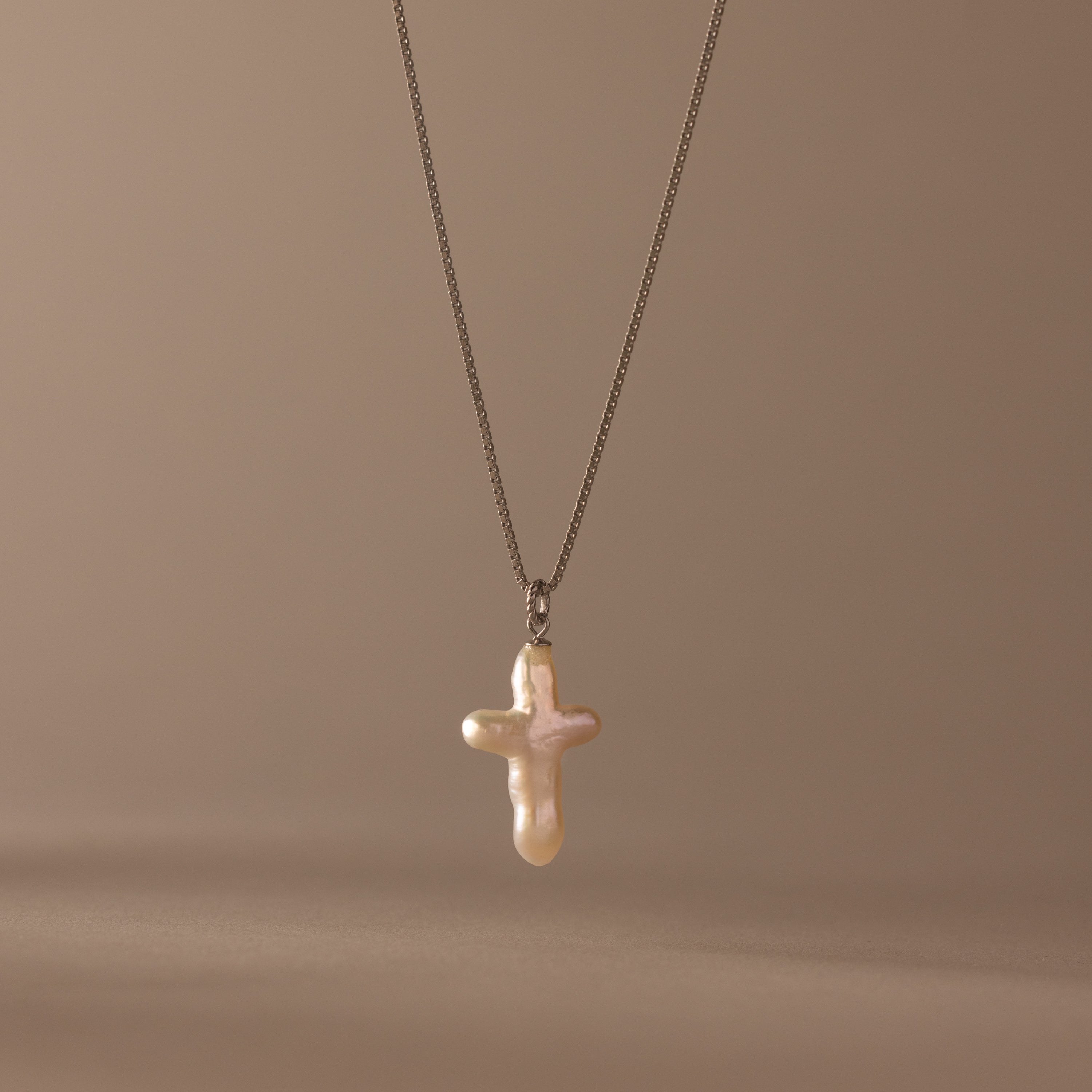 Baroque Pearl Cross Necklace